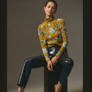 Anthropologie Maeve Printed Turtle Neck Top